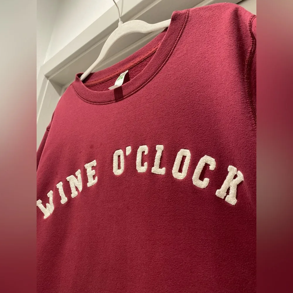 Embroidered Wine O' Clock Burgundy Red Crewneck Sweater - S - Image 7