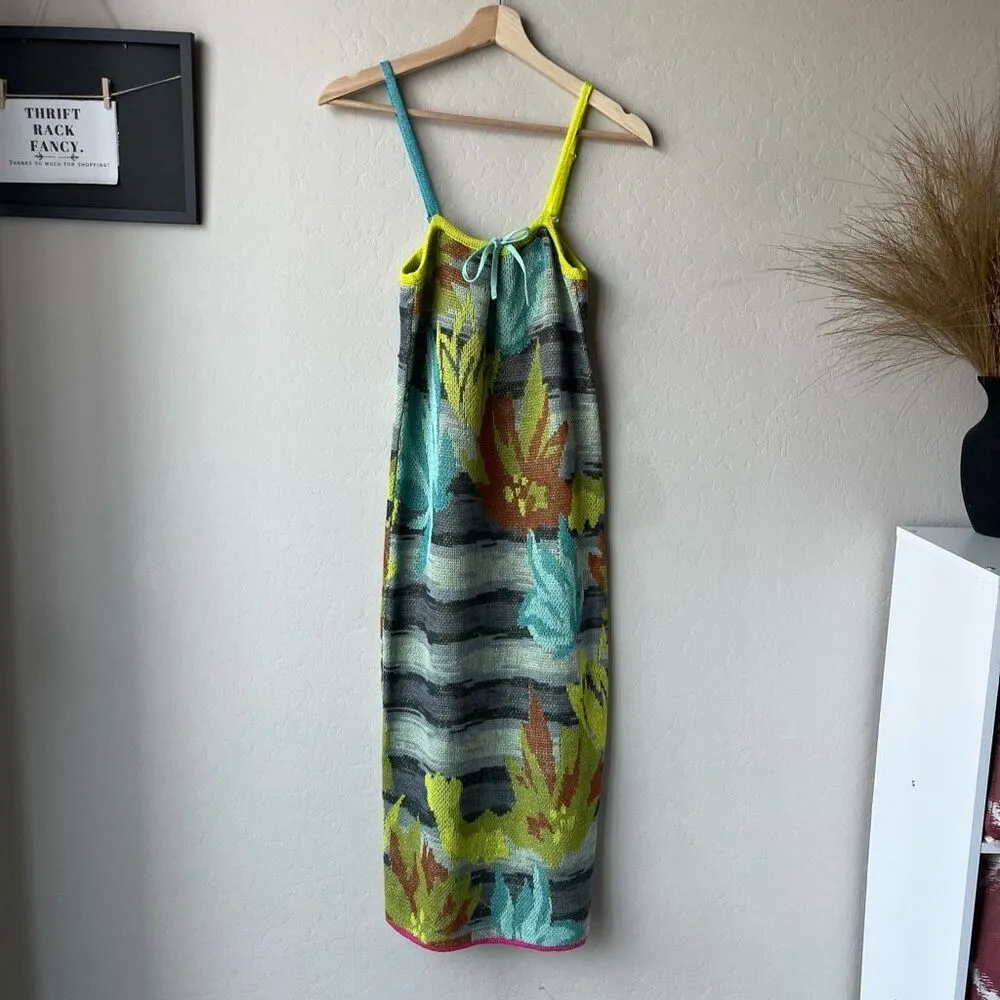 Yanyan Lily‎ Sleeveless Knit Midi Dress in Midnight Linen Jacquard Size XS Green - Image 4