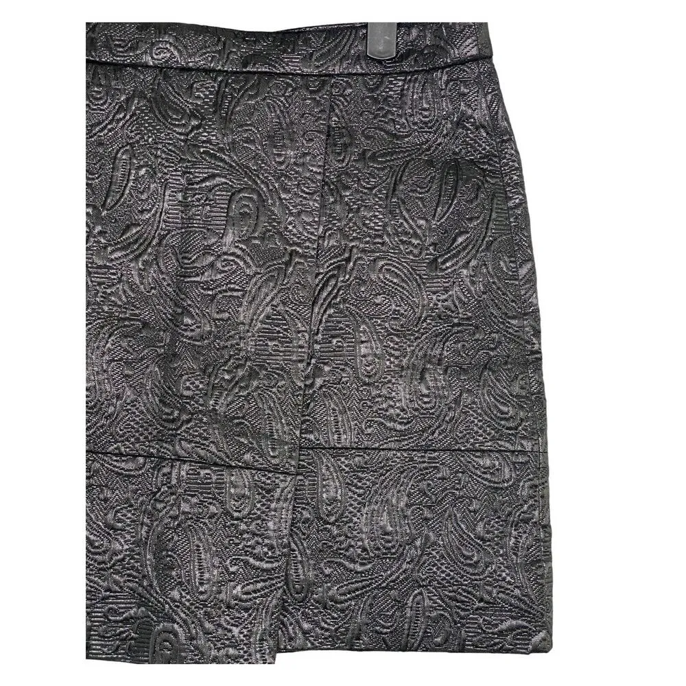 NWT J Crew Matelassé Origami Textured Metallic Lined Mini Skirt Zip Up 4 Grey - Image 2