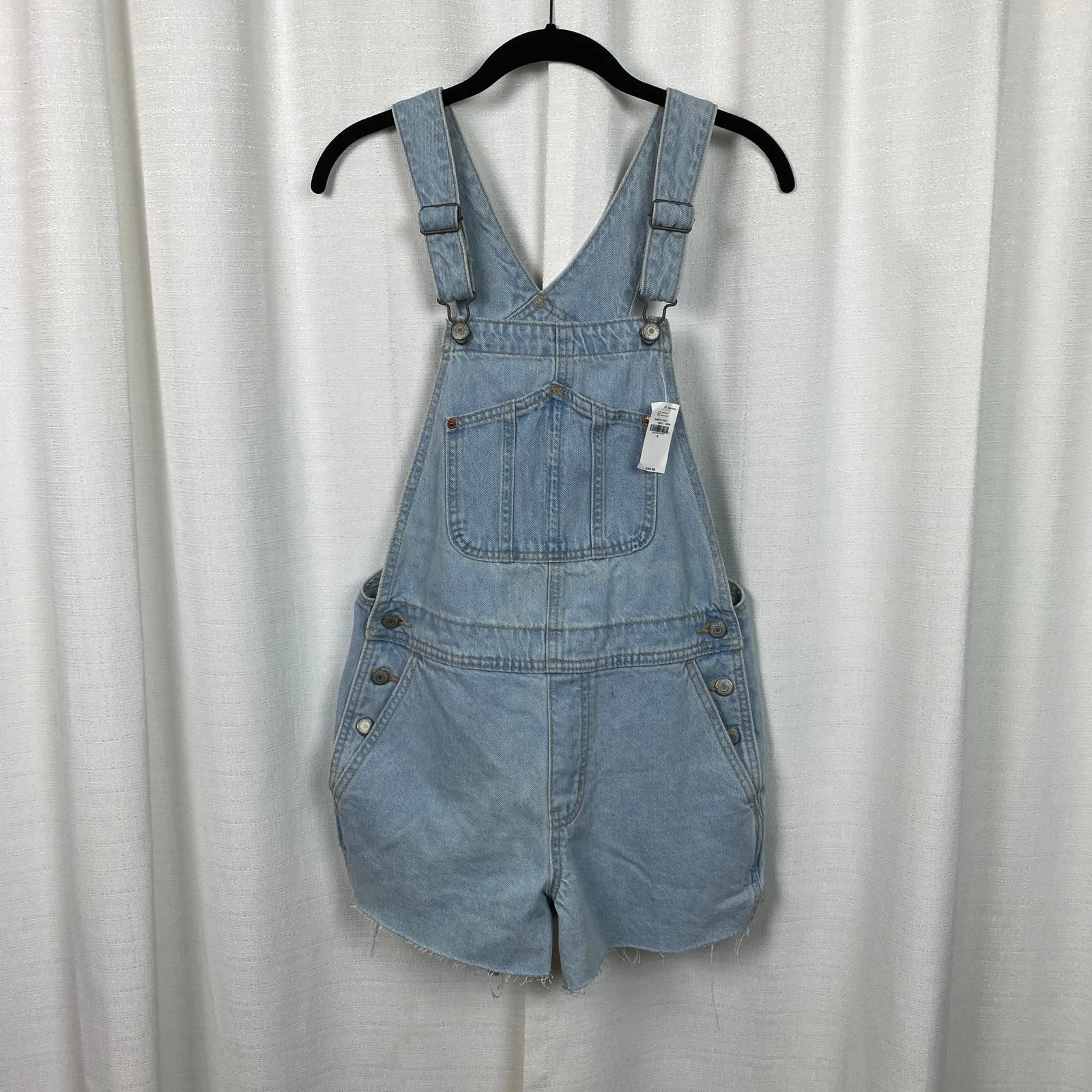 Old Navy Light Blue Raw Hem Shortalls Sz.S NWT - Image 5