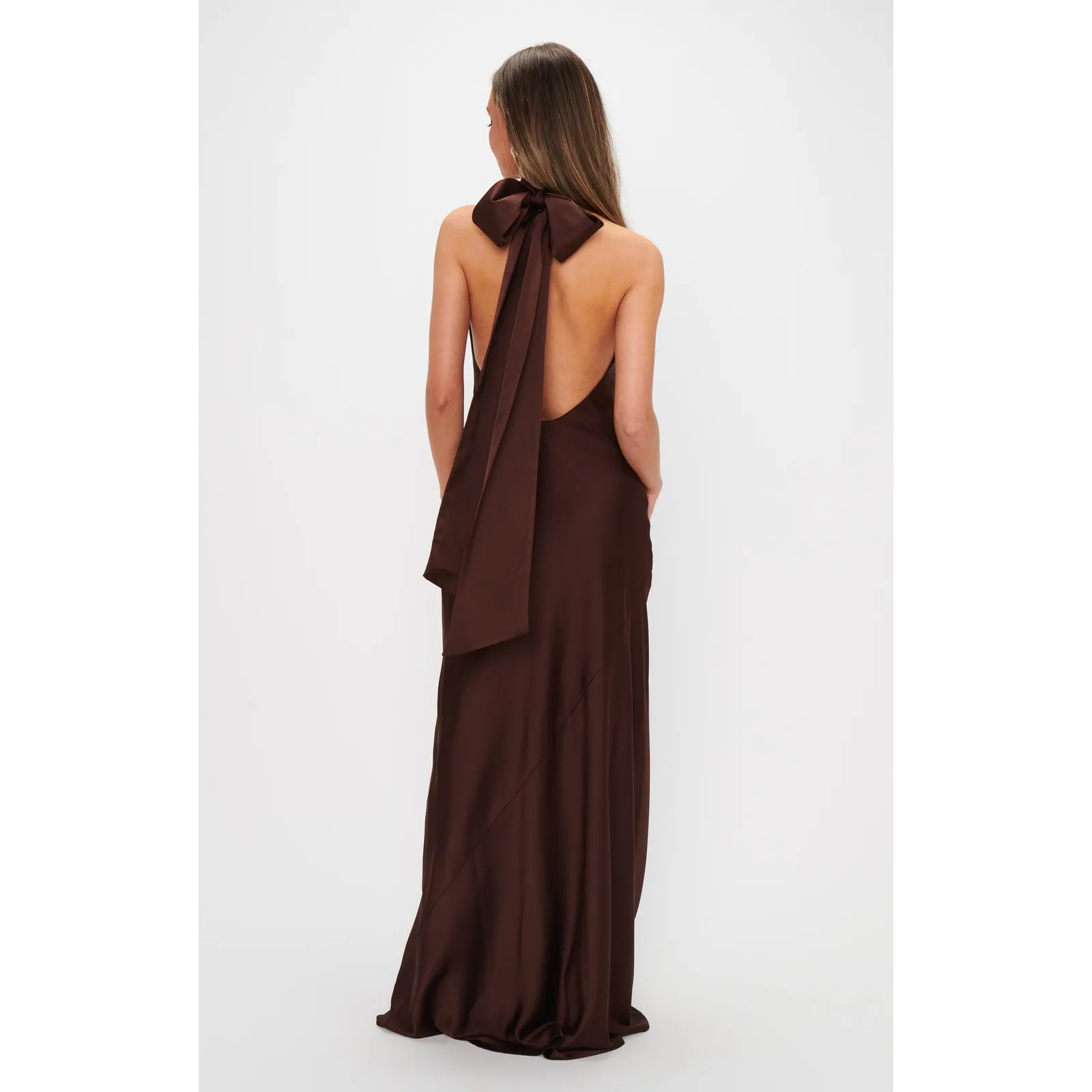 Show Me Your Mumu Lisa Maxi Dress in Chocolate Luxe Satin XXL - Image 2