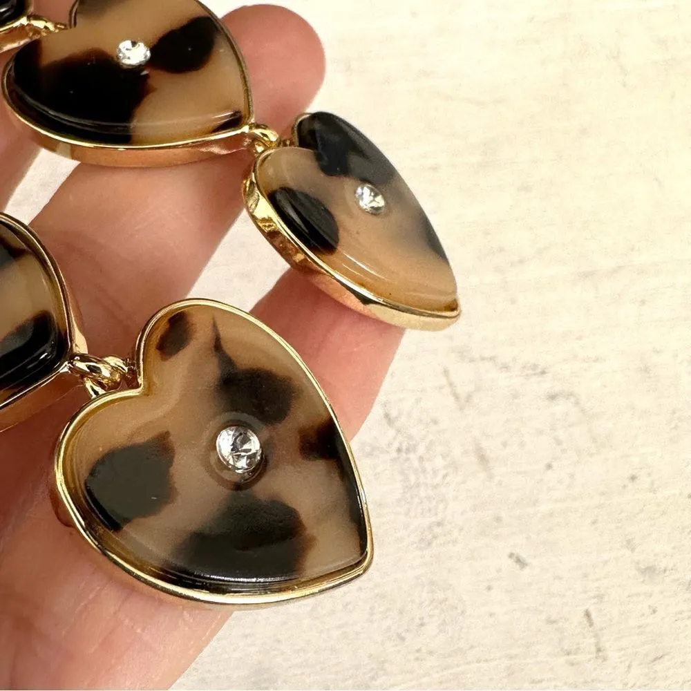 Baublebar gold tone heart tortoise 3 tier earrings - Image 7