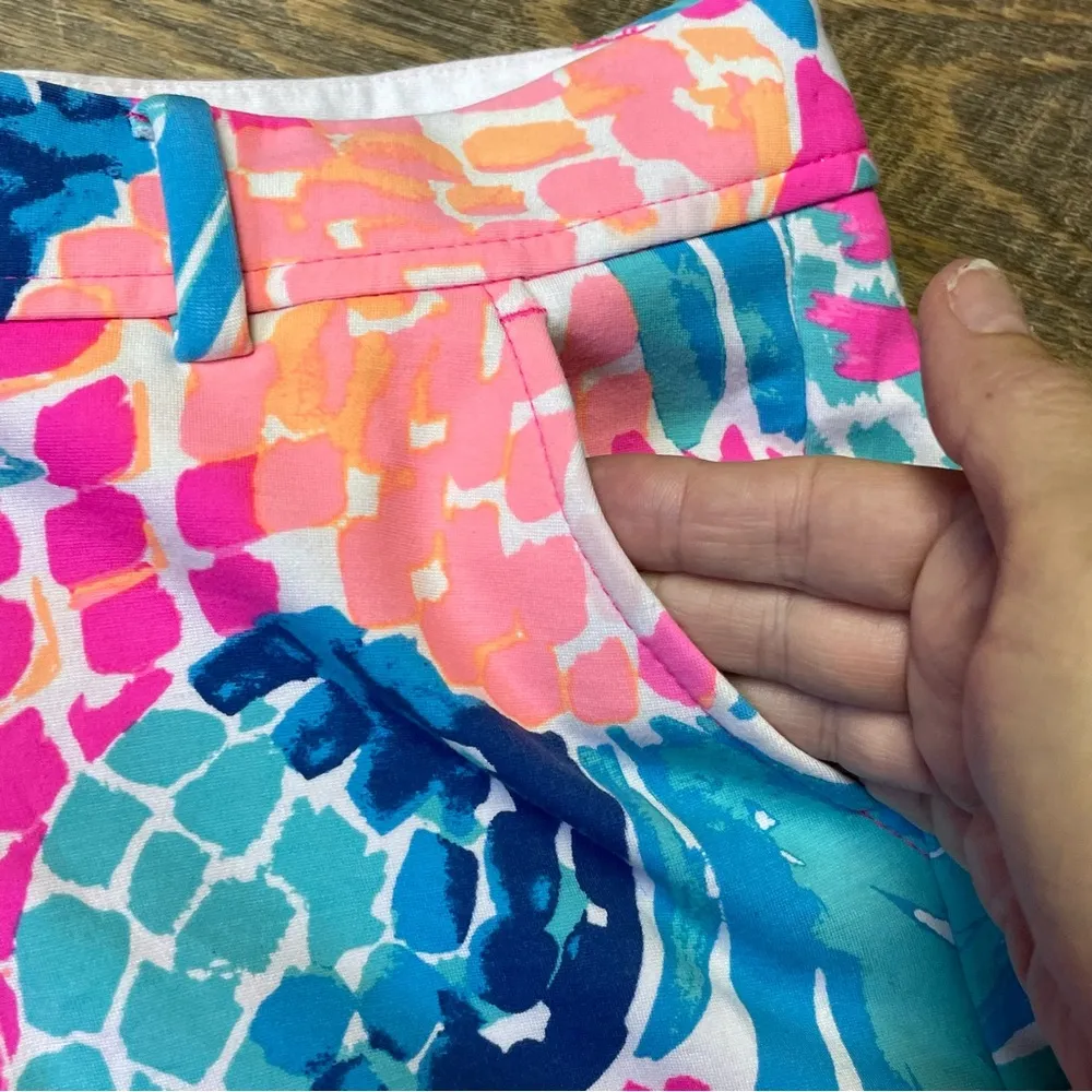 Lilly Pulitzer Pink Blue Womens 6 Callahan Floral Aloha Beachy Tropical Shorts - Image 7