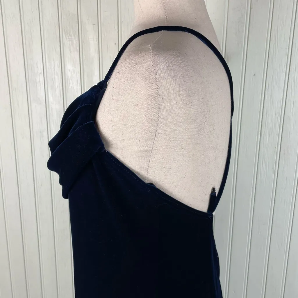 Vintage 90s Y2K Onyx Nite Velvet Maxi Slip Dress Size 12 Navy Blue Whimsigoth - Image 4