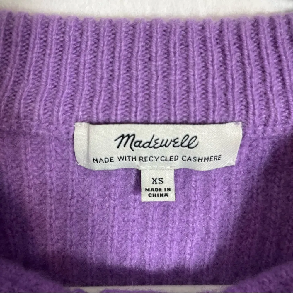 Madewell (Re)sourced Cashmere Ribbed Henley Sweater Purple XS - Image 4