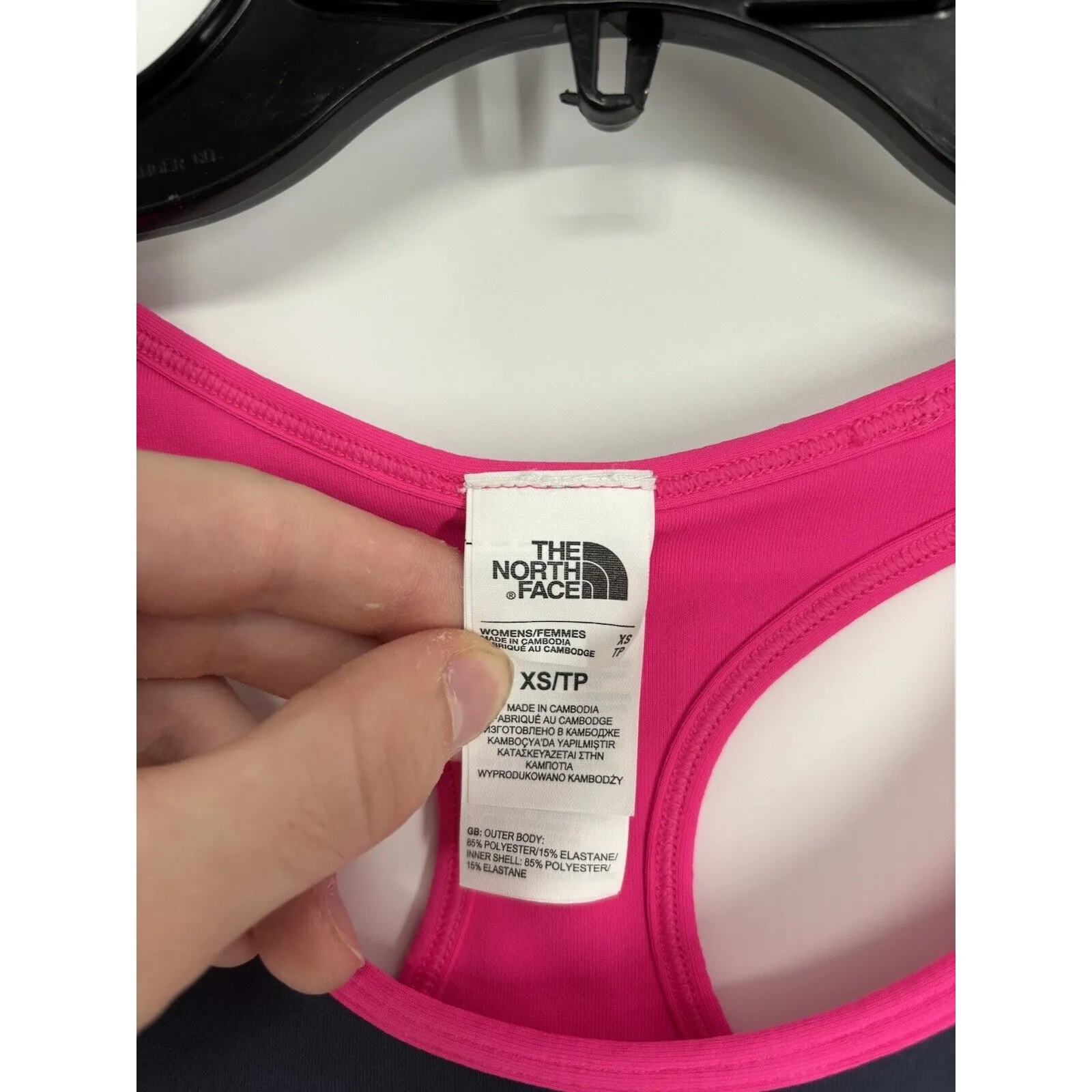 NWOT The North Face Womens Sports Bra Gray Pink Pullover Racerback‎ XS Athletic - Image 3
