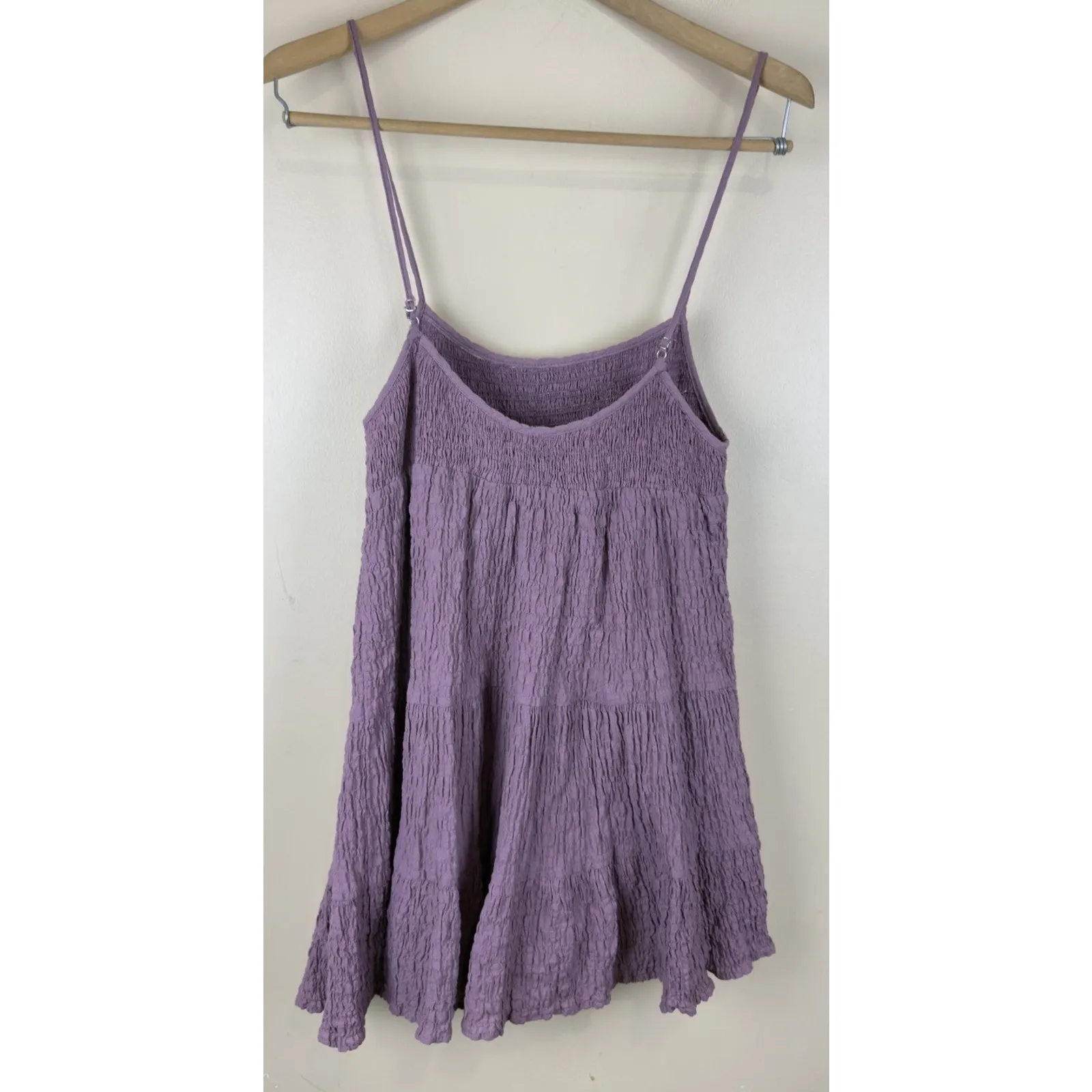Zara Women’s Lavender Mini Dress, Textured, Thin Straps Smocked Bust Size M - Image 4