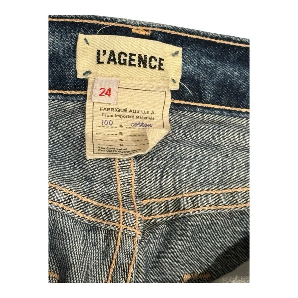 L'AGENCE Adele High-Rise Cropped Jeans Fallbrook Wash Size 24 Distressed Raw Hem - Image 5