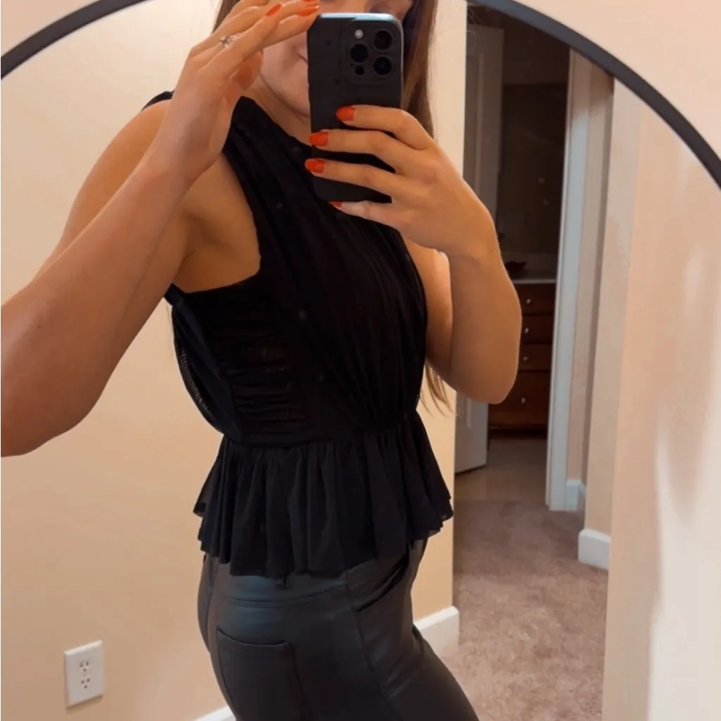Express Black Ruffled Sleeveless Blouse Top XS - Image 8