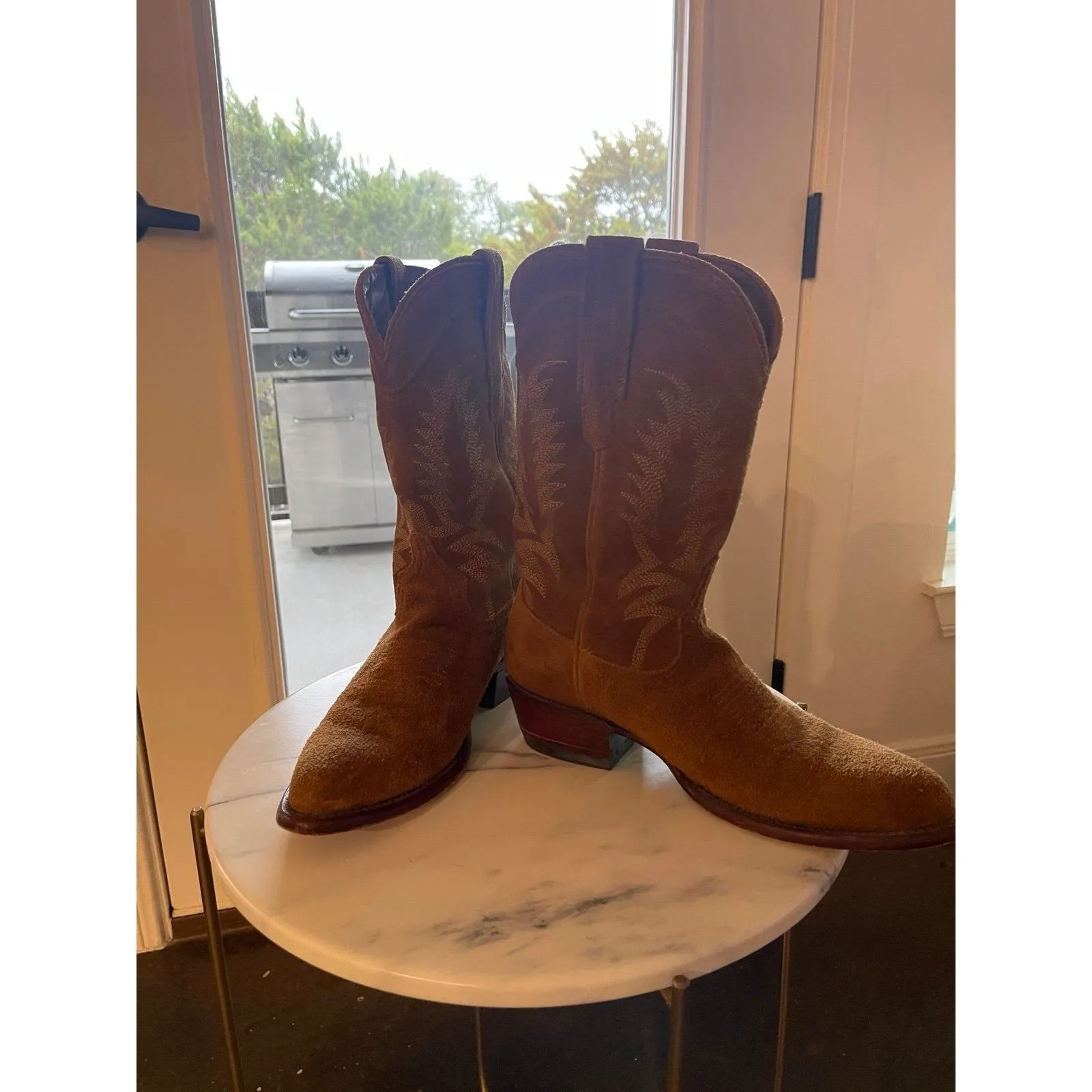 TECOVAS “The Josie” Cowgirl Boots Sienna Suede Brown Size 9 - Image 8