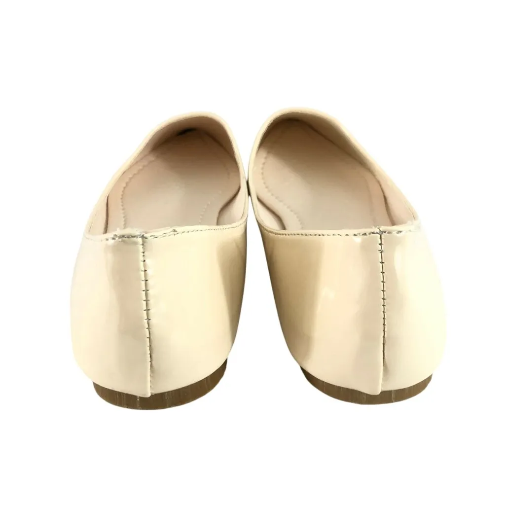 If Feel Womens Ballet Flats Faux Leather Slip On Pointed Toe Beige Size 9 - Image 3