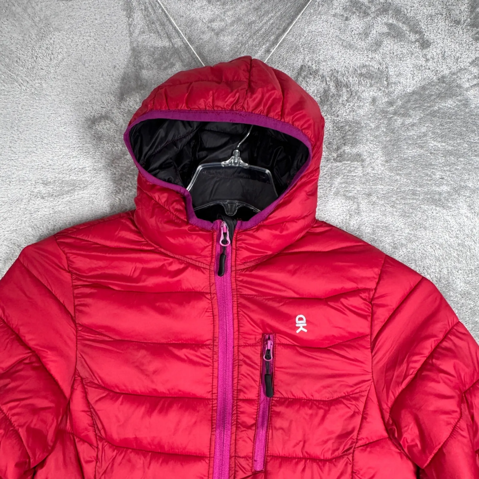 Little Donkey Andy Puffer Jacket Womens XS Red Hooded Quilted Winter Outdoor - Image 4