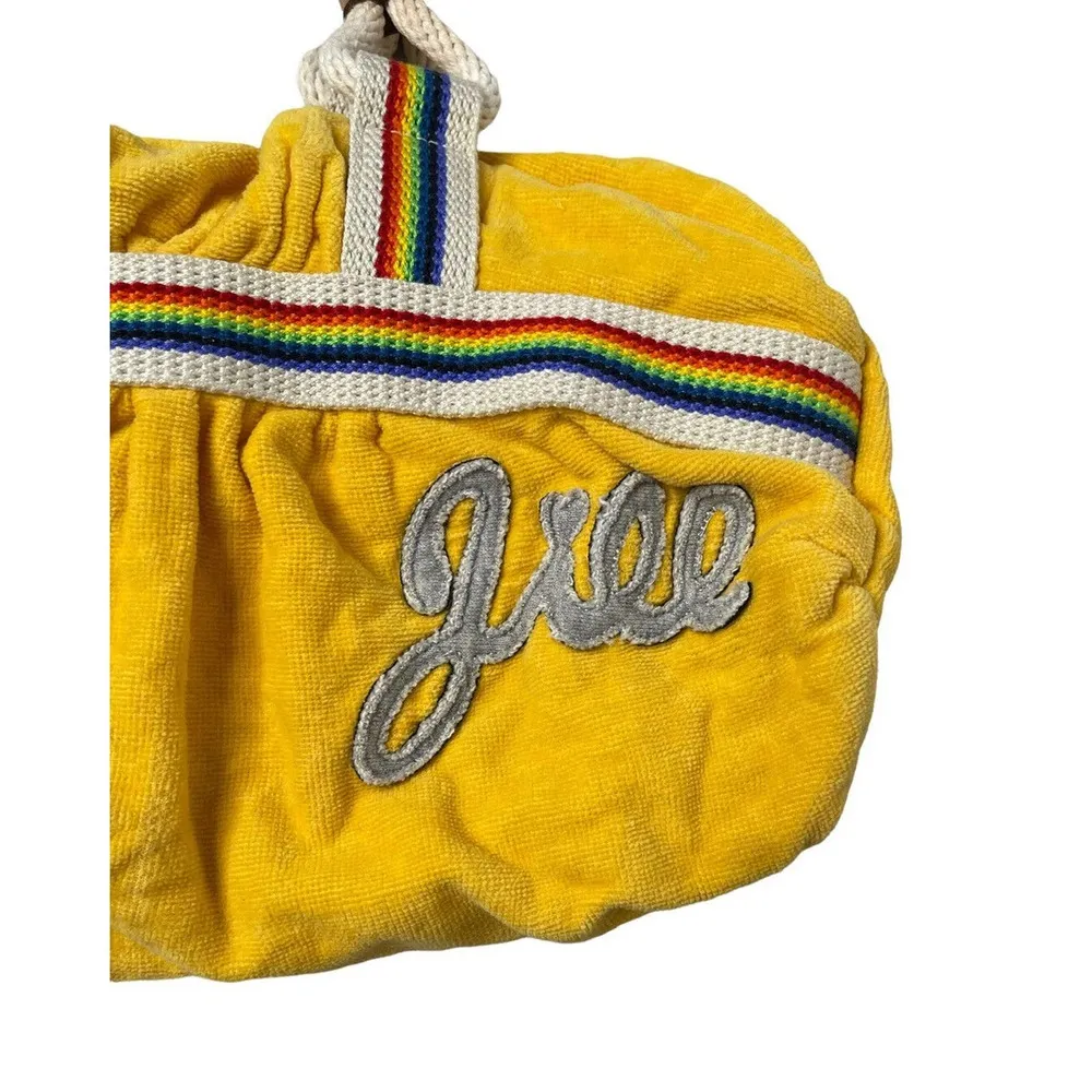 Vintage Retro Yellow Terry Rainbow Rope Handle JILL Tote Handbag Purse LGBTQ - Image 2