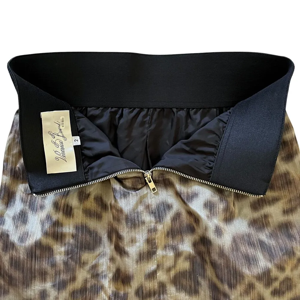 Leopard Print Silk Pleated Mini Skirt - Image 4