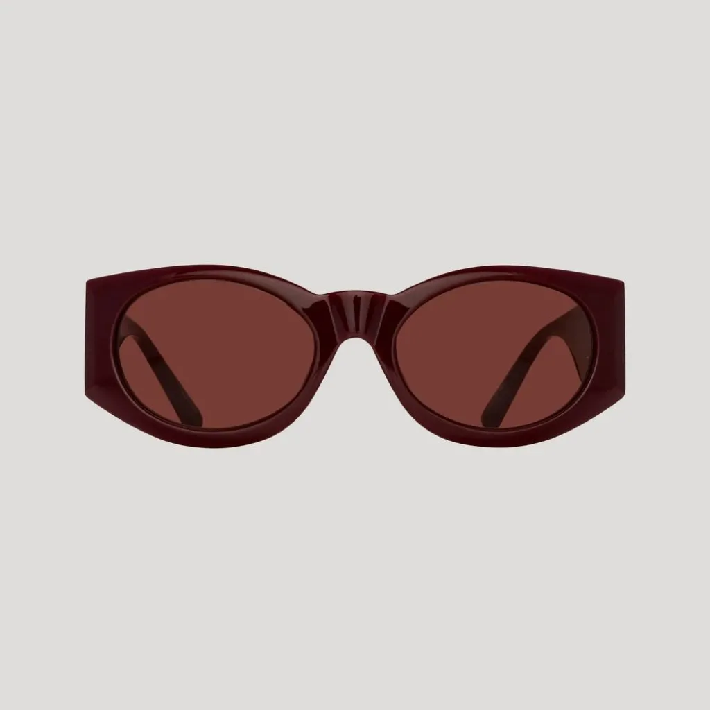 Magda Butrym Round Sunglasses in Burgundy & Silver New Womens Sunnies Red - Image 14