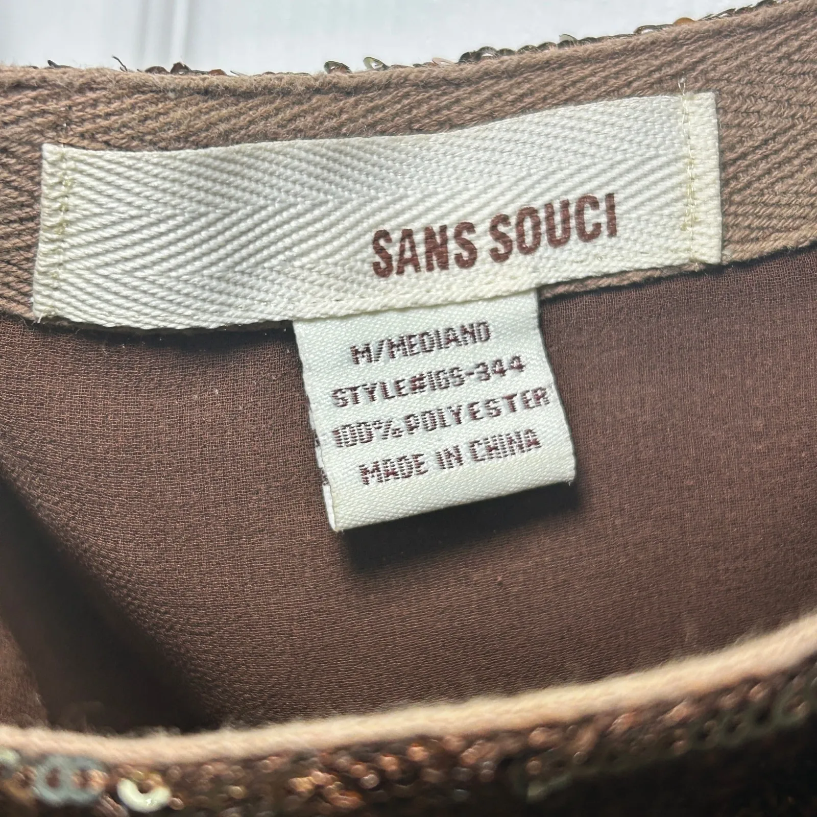 Sans Souci Sequin Mini Skirt Bronze Brown Party Cocktail Womens Medium - Image 2