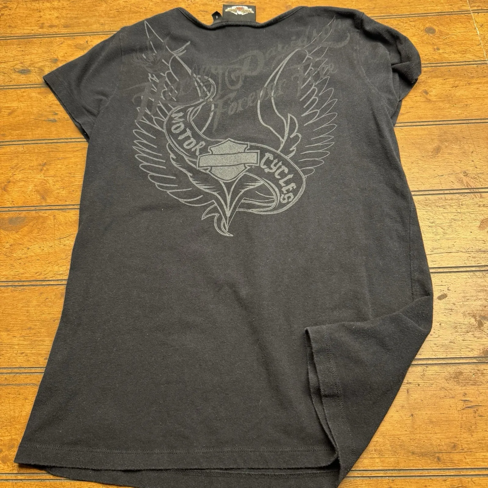 harley davidson shirt‎ Graphics On Back Embroidered Logo Front Black Size M - Image 5