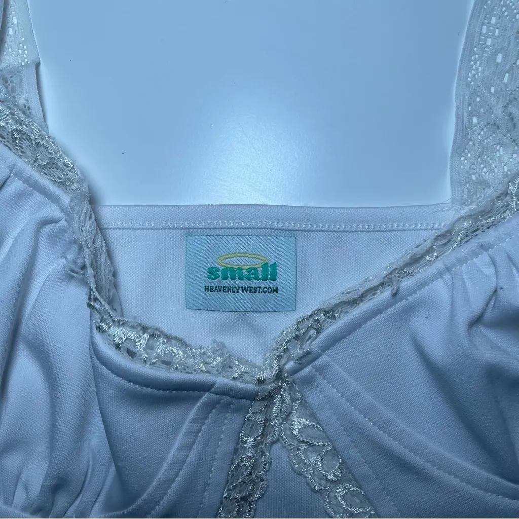 Heavenly West White Lace Trim Top - Image 2