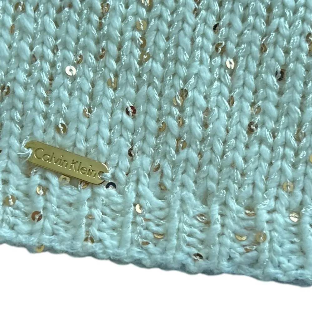 Calvin Klein‎ Women's Gold Knit Scarf with Glitter Accents - Image 5