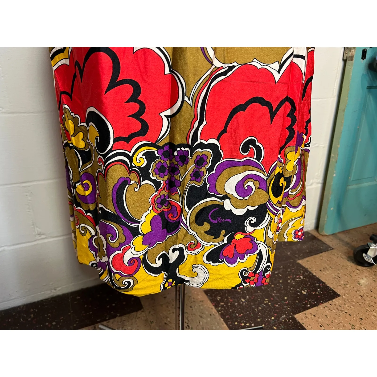 skirt A line groovy 1960s mustard purple yellow olive green - Image 3