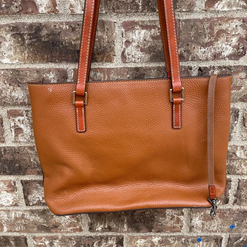 Dooney & Bourke Leather Brown Shoulder Bag Tote Classic Red Interior Purse - Image 12