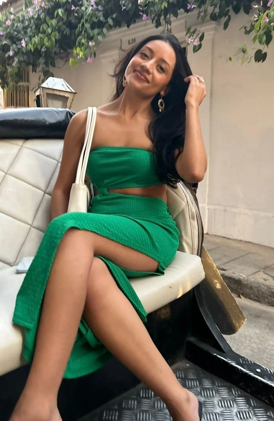 Green Cut Out midi Dress - Image 3
