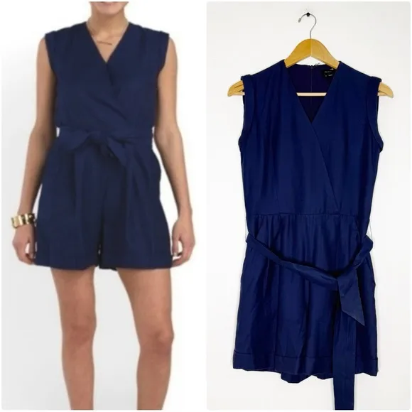 Theory Rawnsley Blue Belted Romper Size 2 - Image 2