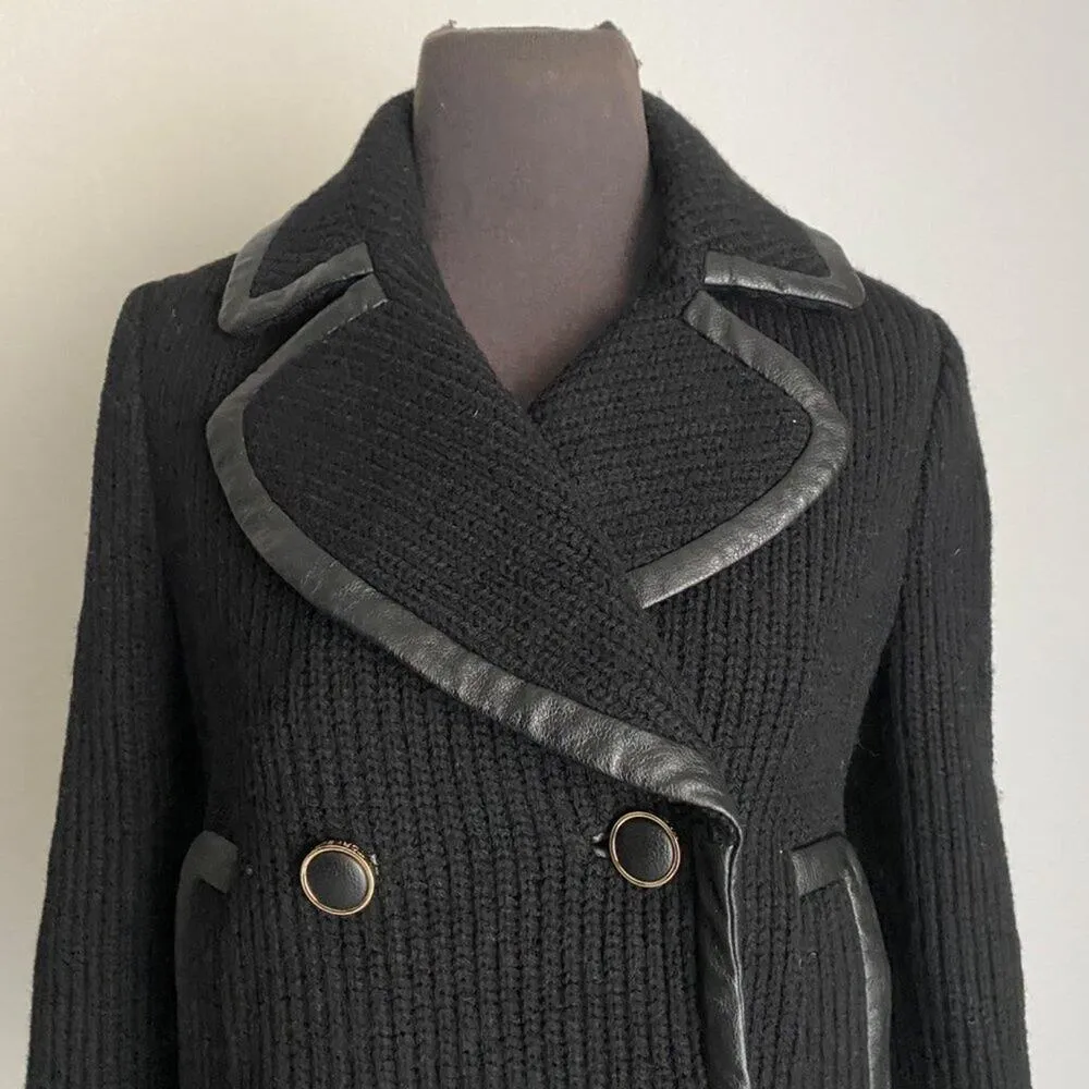 Tory Burch sz‎ S 100% Wool knit collared button coat - Image 2