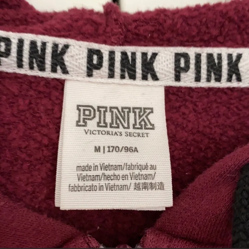 Pink by Victoria’s Secret hooded sweatshirt full zip in maroon hoodie size M - Image 6