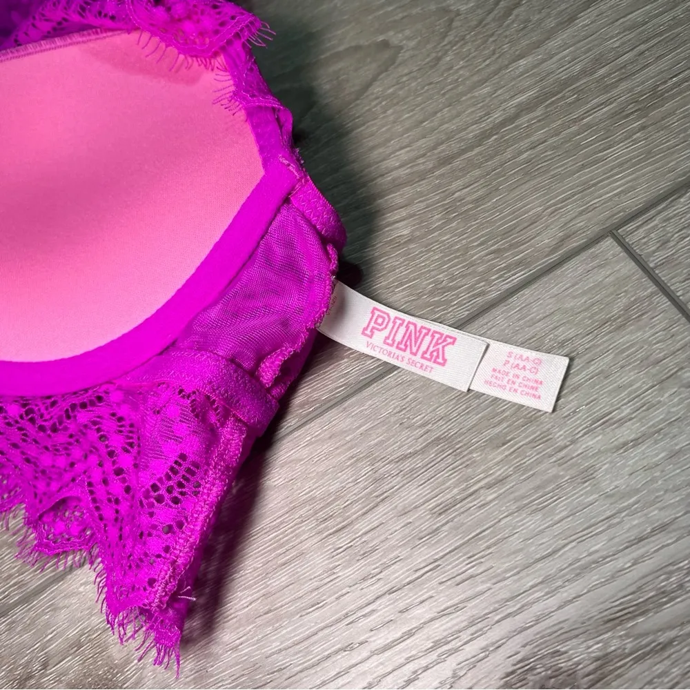 Victoria's Secret PINK high neck lace pushup underwire bralette S AA-C - Image 5