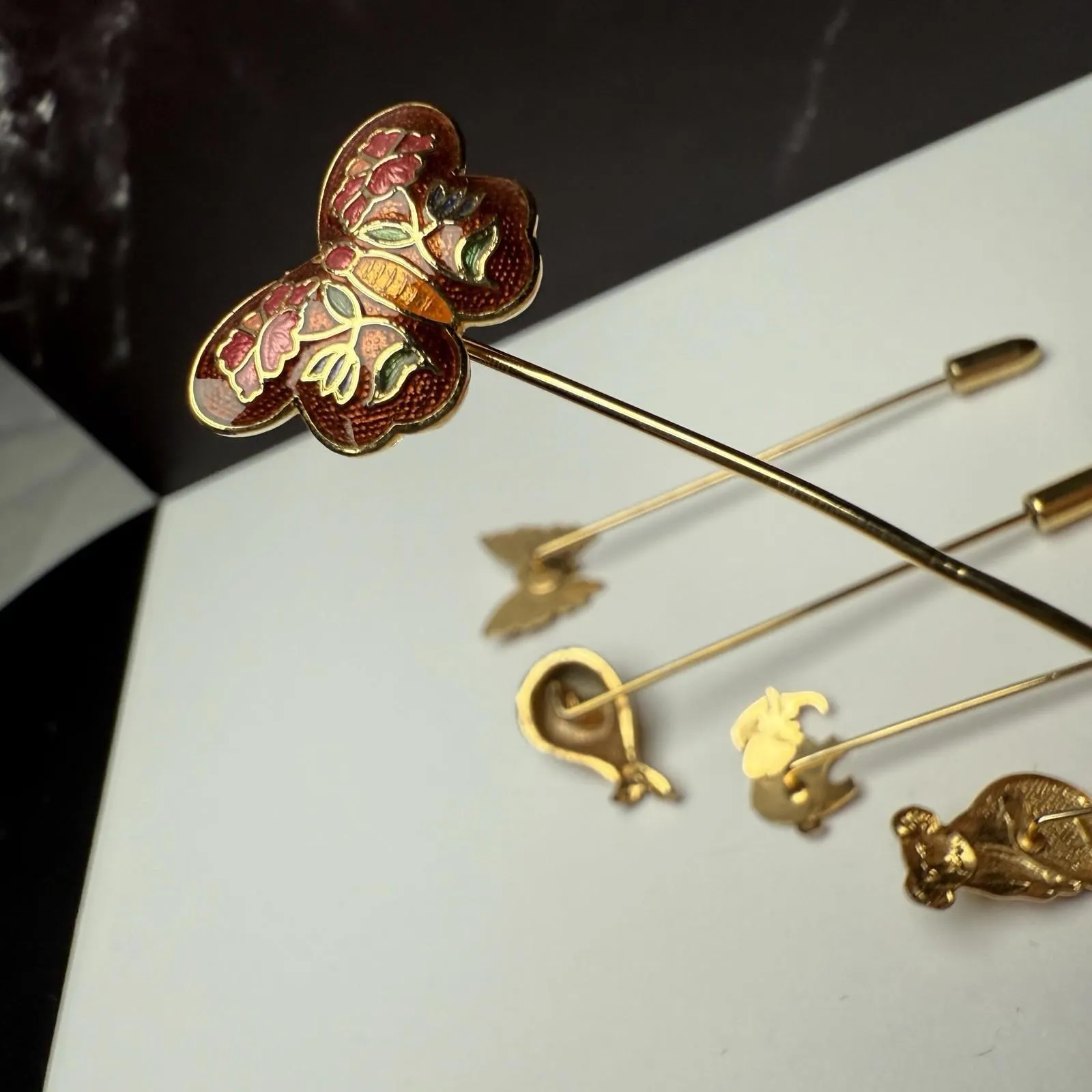 Lapel Stick Pin Gold Tone Lot Of 6 Whale Koala Butterfly Ladybug Elephant - Image 9