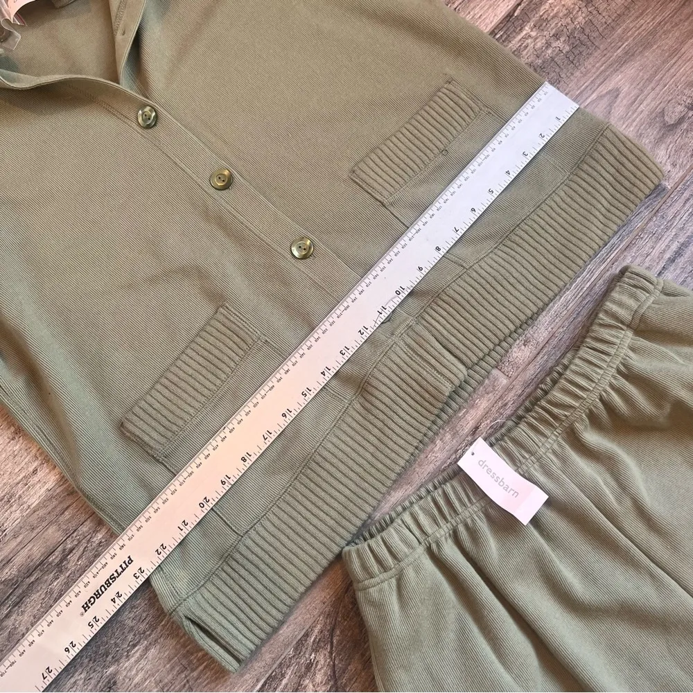 DRESSBARN Womens Knit Set Wide Leg Pants Button up Top GREEN SZ 18/20 NWT#153 - Image 6