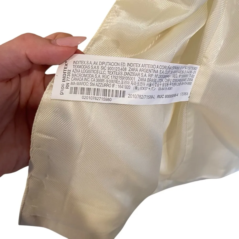 Zara Satin Oversized Cream Blazer Style 2010/762 - Image 11