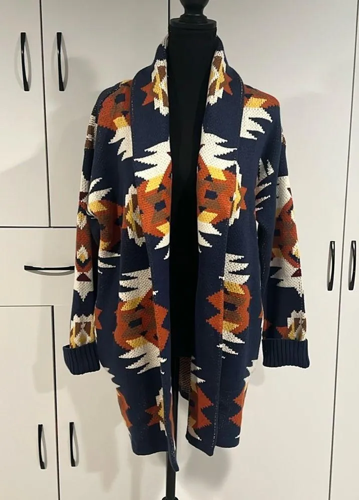 Lucky Brand Aztec print knitted cotton cardigan. Size L‎ - Image 2