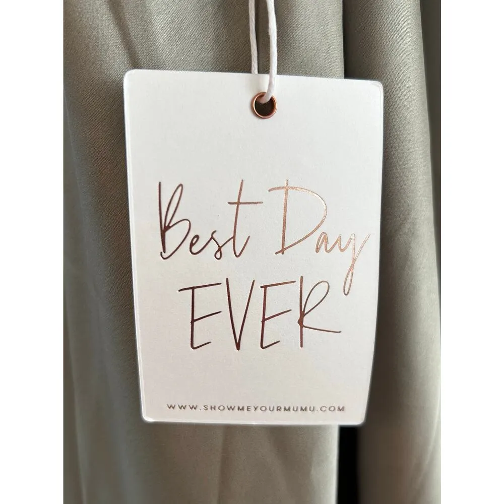 Show Me Your Mumu Dani Slip Dress in Moss Green Luxe Satin S NWT - Image 5