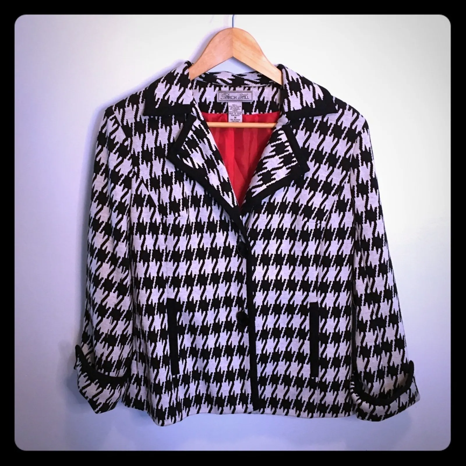 Birch Hill Customized Gray Black Houndstooth Knit Blazer Sz Medium - Image 13