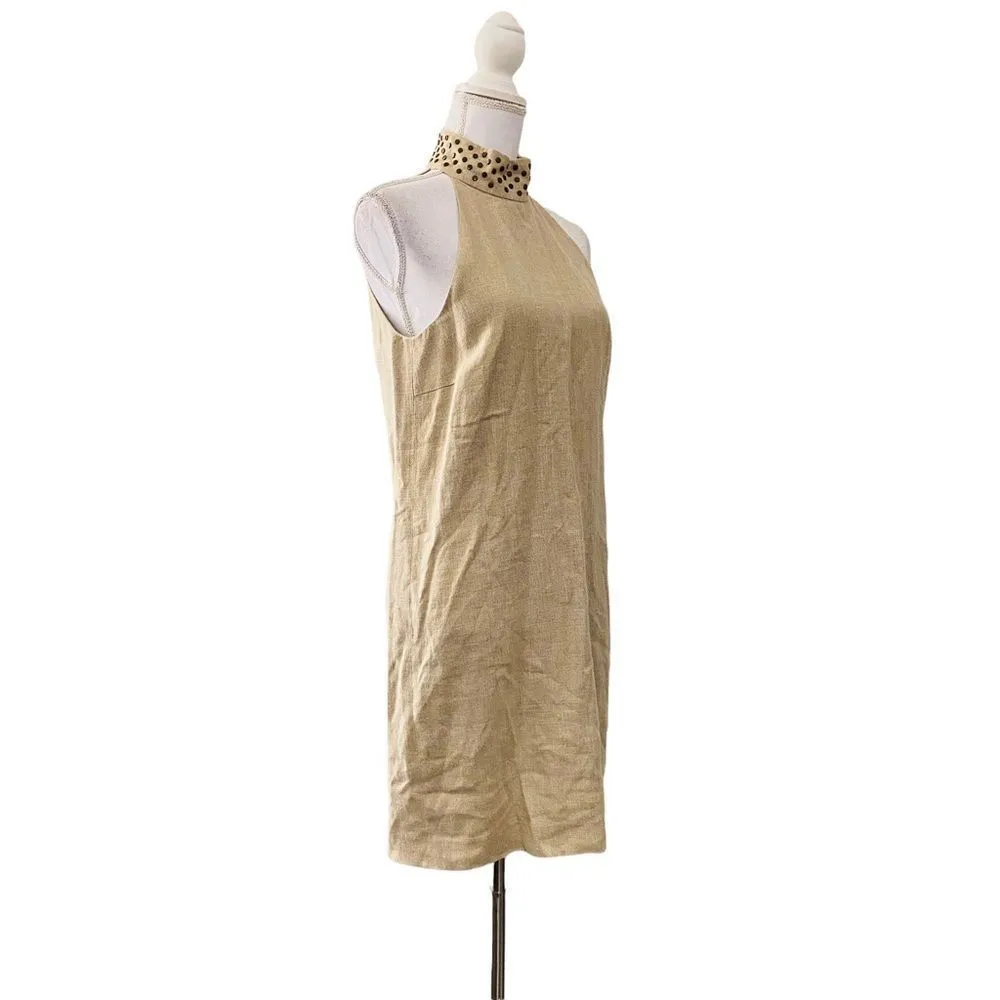Vintage KORS MICHAEL KORS 100% Linen Sleeveless Studded Dress - Image 2