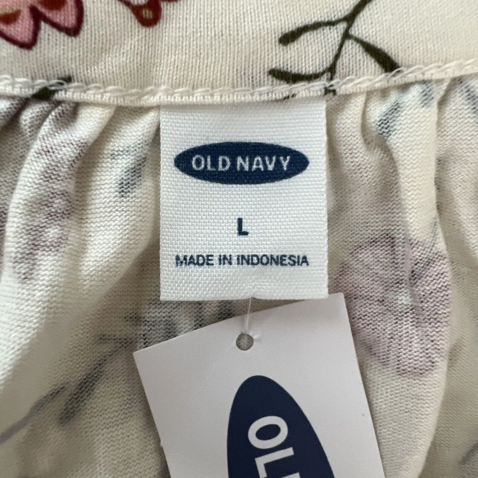 Old Navy Blouse Womens Large White‎ Pink Floral Top Boho Bohemian Cottagecore - Image 7