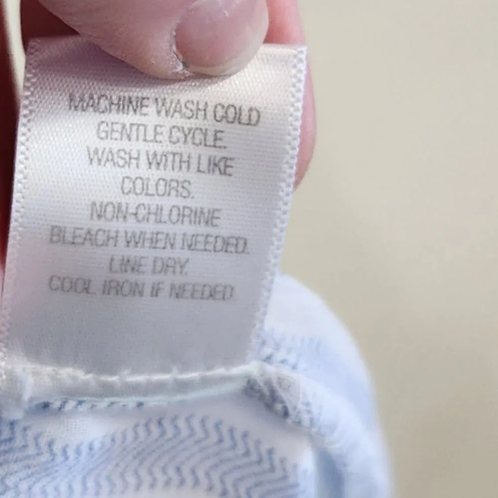 Westport 1962 Stripes Long Sleeve Collared Cotton Blouse Blue White Size 2X - Image 9