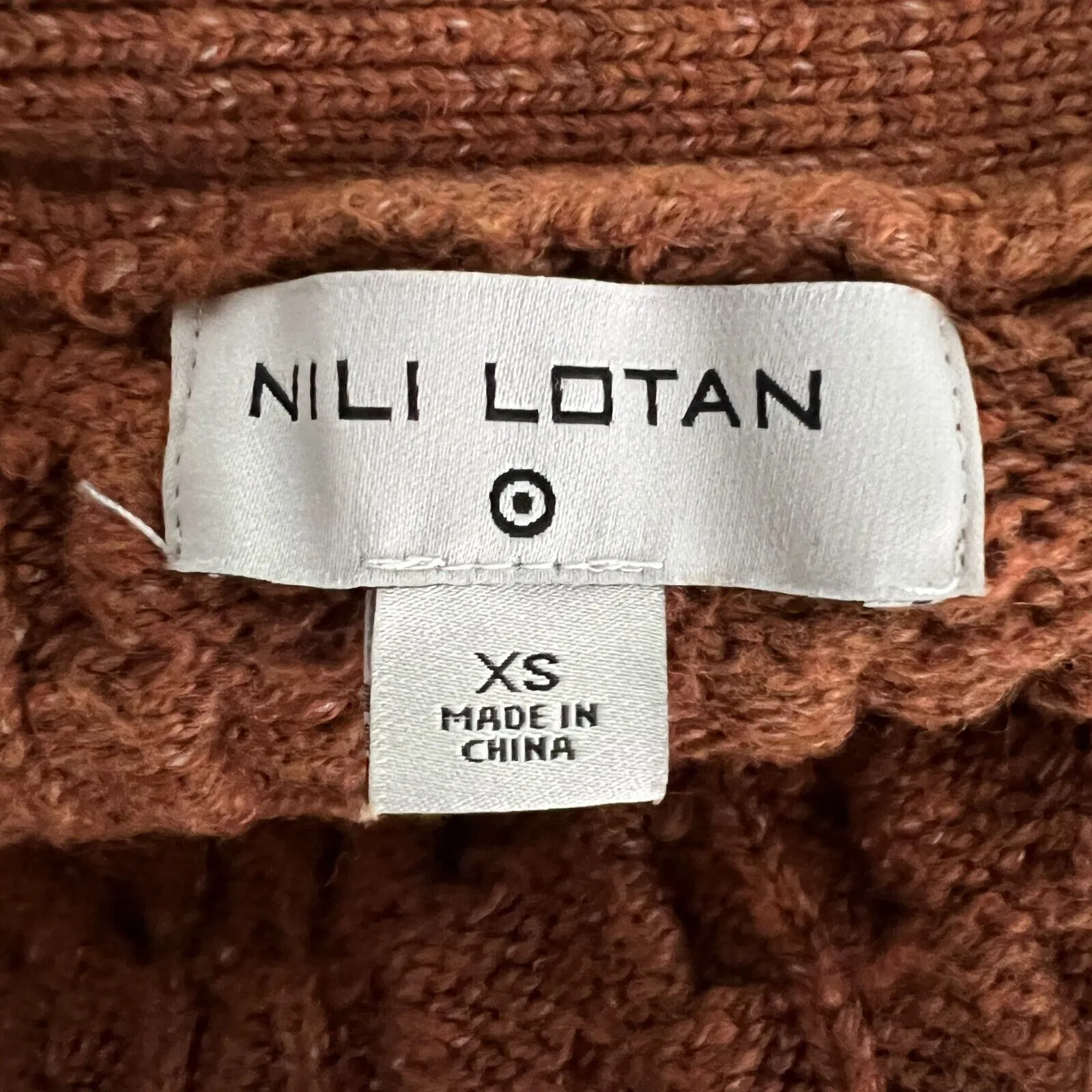 Nili Logan x Target Cardigan Womens XS Brown Open Front Cable Knit Sweater Cabin - Image 7