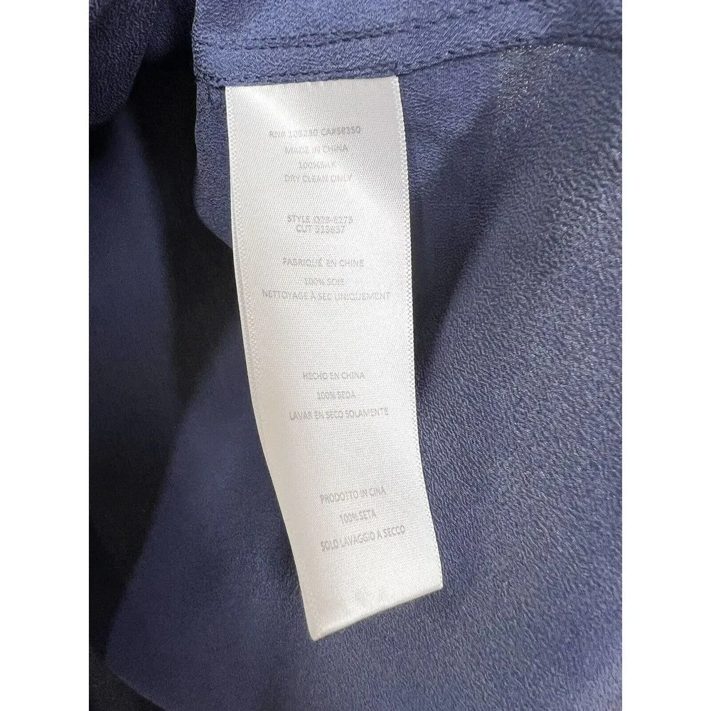 Equipment Knox Silk Lace Up Top Small S Navy Blue Long Sleeves - Image 6