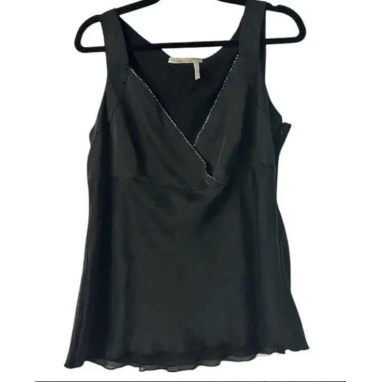 Classiques Entier‎ Black Silk Rhinestone V-Neck Sleeveless Top Elegant Luxe Posh - Image 14