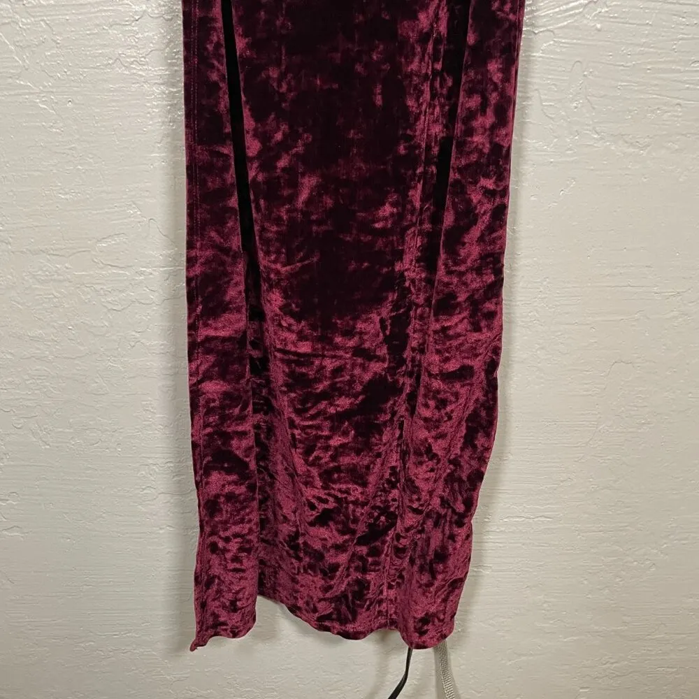 Intimately Free People Women XS Maroon Red Low Key Crushing Velvet Maxi Dress - Image 7