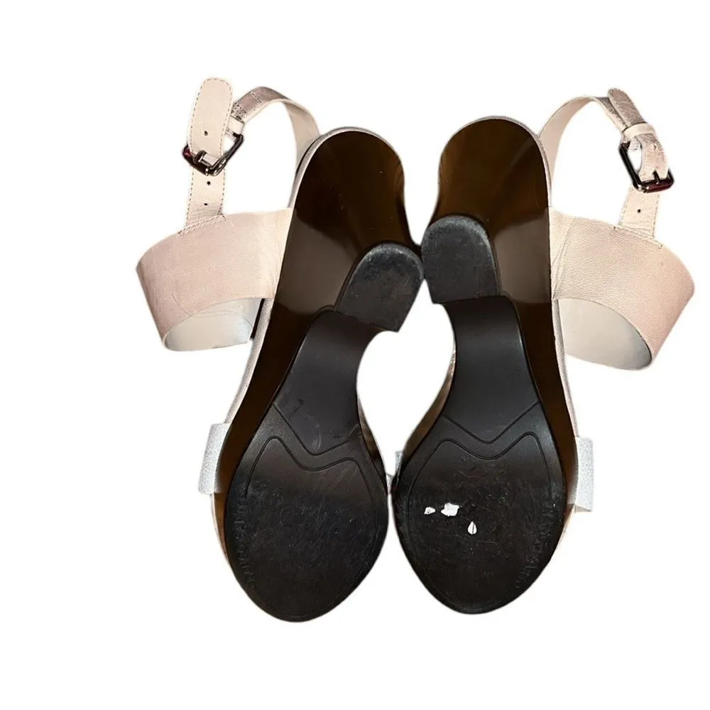 Franco Sarto Tan and Silver Sandals Shoes Size 7.5 M - Image 5