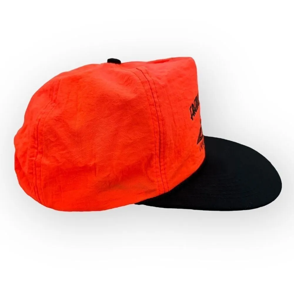 Vintage 1995 Fremont Outing Club Clam Bake Trucker Hat Orange Snapback Black - Image 3