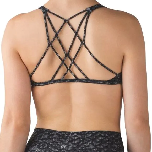 LULULEMON Women's Free To Be Zen Iridescent Multi Black Sports Bra Sz 6 - Image 2