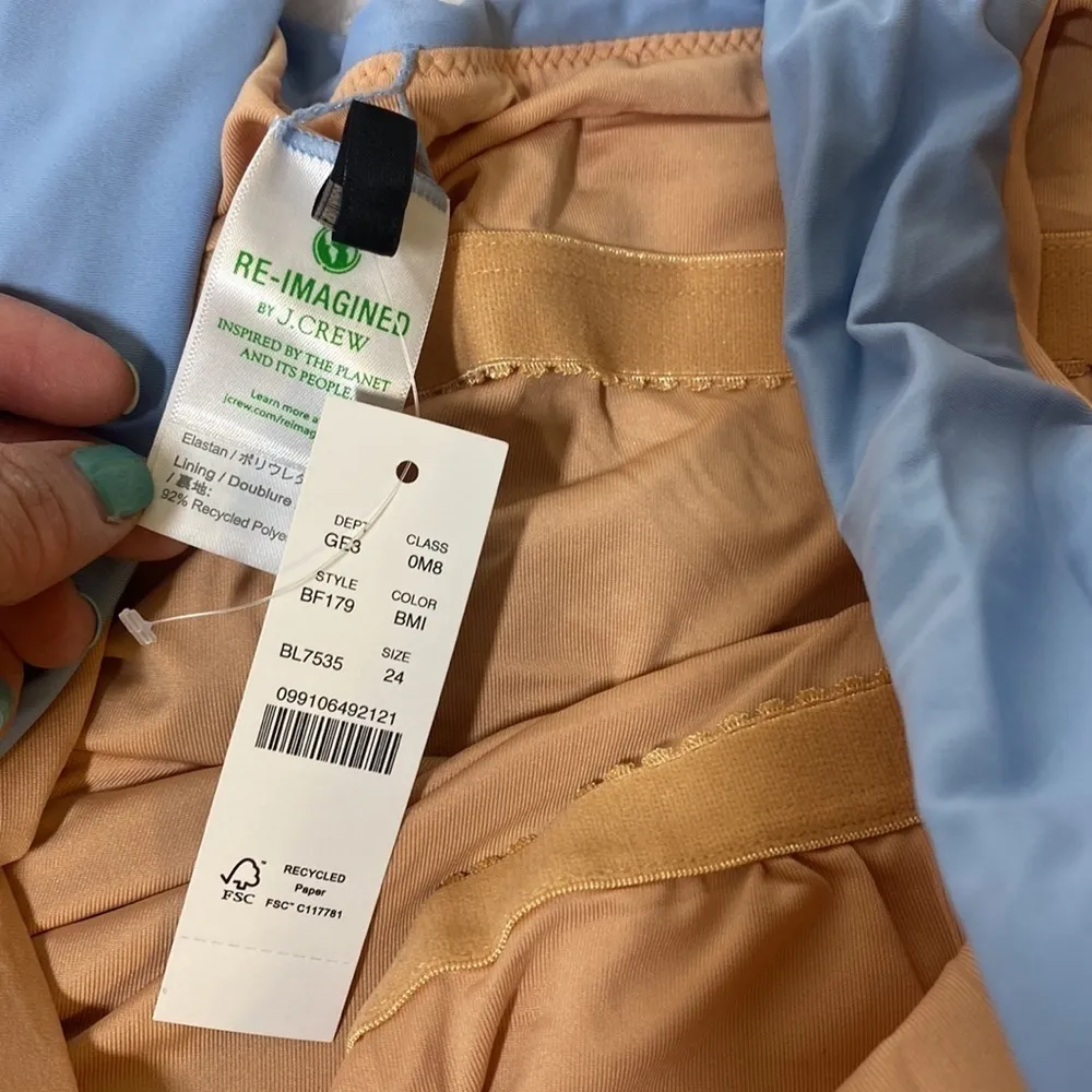 Jcrew Ruched Blue Square neck one piece swimsuit 24 NWT - Image 2