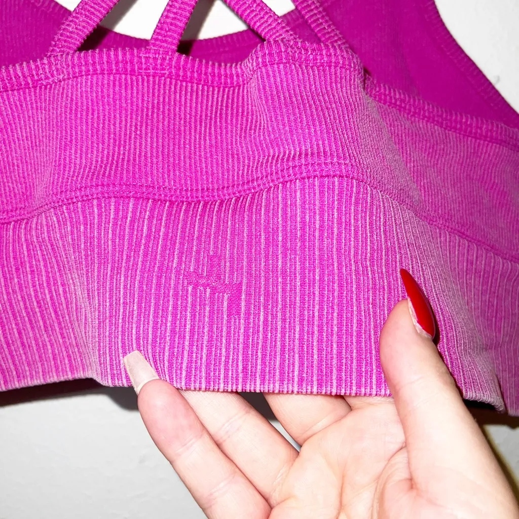 JoyLab women’s purple/pink ribbed light support Strappy back sports bra - Image 6