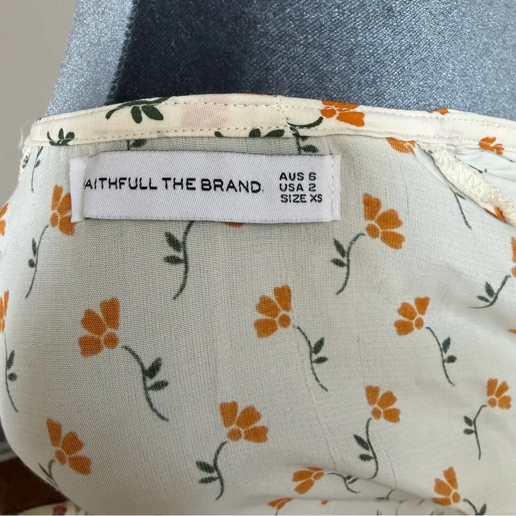 Faithfull the Brand Midi Hana Wrap Dress Anthropologie Yellow Floral Print XS 2 - Image 7