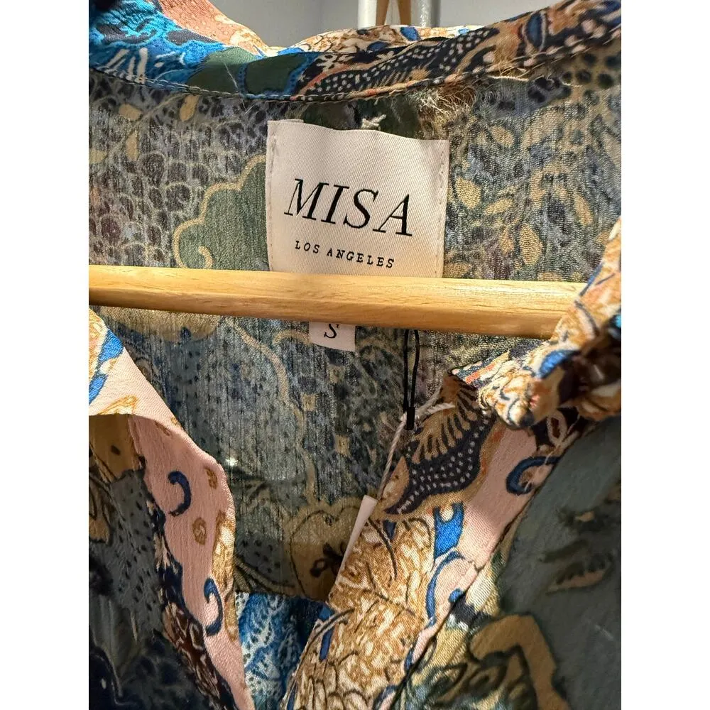 MISA Los Angeles Mita Bohemian Patchwork Printed Shirtdress Batik Small NWT $380 - Image 3